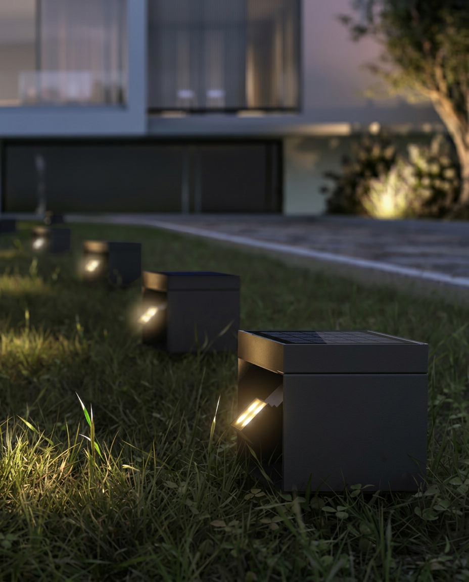 Cube Anthracite Solar Bollard